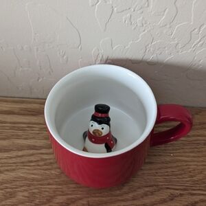 Red Holiday Mug with Hidden Penguin
